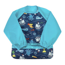 Load image into Gallery viewer, Snap & Go Easy-Wear Long Sleeve Bib - Aqua Pirates 12-24M