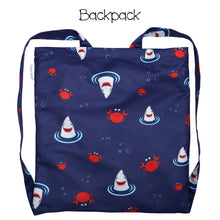 Load image into Gallery viewer, FlapJackKids - Towel Backpack - Shark/Crab