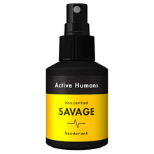 Load image into Gallery viewer, Bottle of Active Humans Deodorant Spray in Unscented. Vegan deodorant spray for gym, camping, or travel bag.
