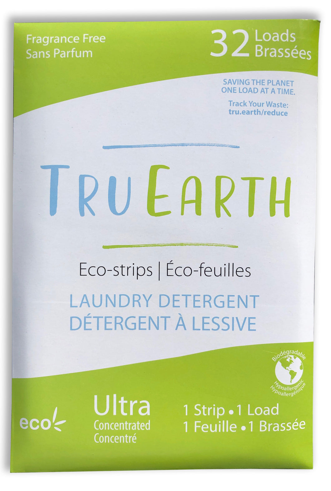 TruEarth Eco-Strips Laundry Detergent | Fragrance-Free - Fragrance-Free | 32 Loads/16 Sheets/pack
