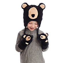 Load image into Gallery viewer, Flapjacks Kids Winter Mitts Black Bear Tddlr/Yth 3-6Y
