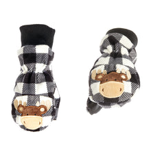 Load image into Gallery viewer, Flapjacks Kids Winter Mitts Blk&amp;Wte Moose Toddler/Youth
