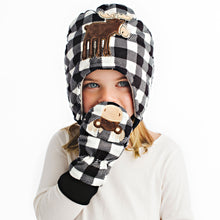 Load image into Gallery viewer, Flapjacks Kids Winter Mitts Blk&amp;Wte Moose Toddler/Youth
