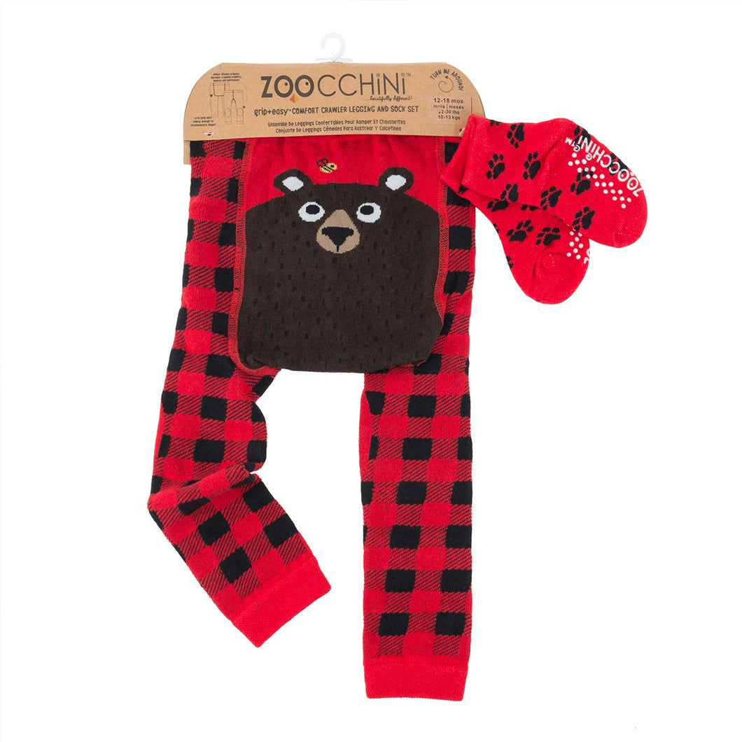Zoocchini - Legging - Sock Set - Bosley the Bear 6-12M