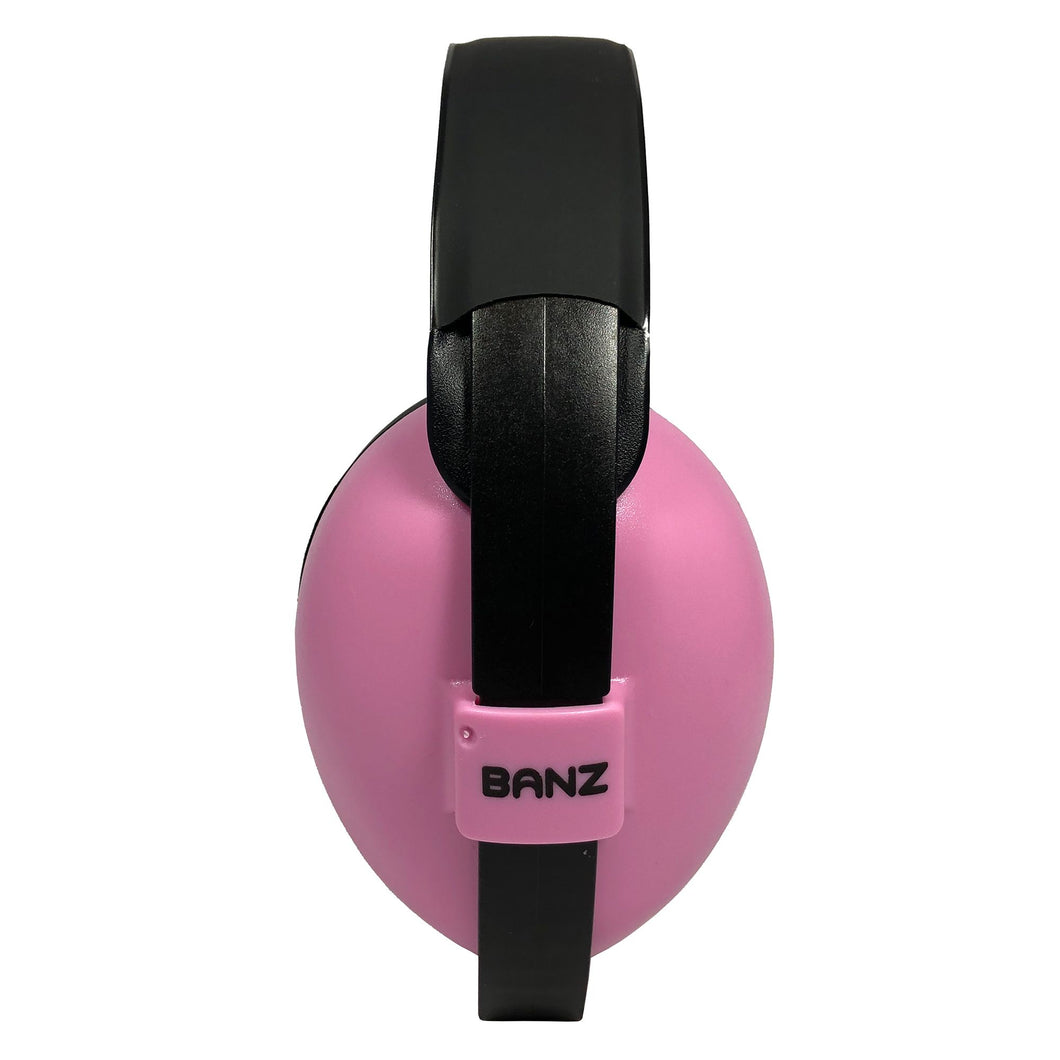 Banz baby earmuffs in petal pink for ages 2 months to 2 years