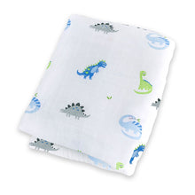 Load image into Gallery viewer, Lulujo - Swaddle Blanket Muslin Cotton - Prehistoric Pals
