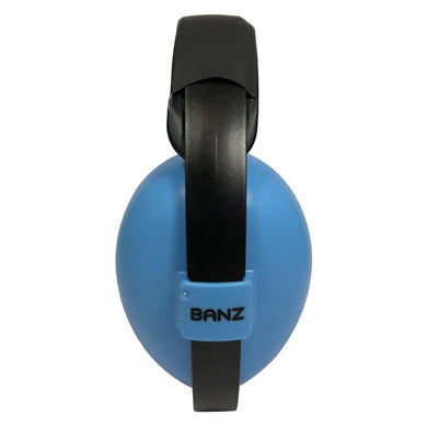 Banz baby brand mini earmuffs in sky blue color for ages 2 months to 2 years