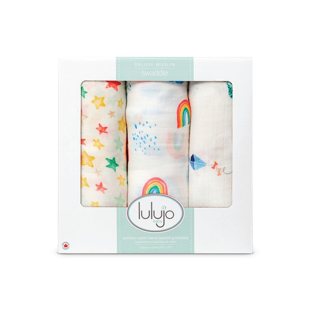 Lulujo - 3pk Swaddle Blanket Bamboo Cotton - High In The Sky