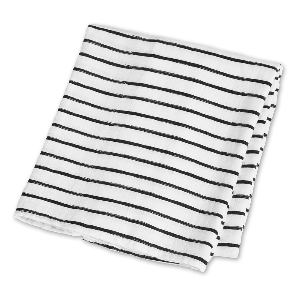 Lulujo - Swaddle Blanket Bamboo Cotton - Black Messy Stripe